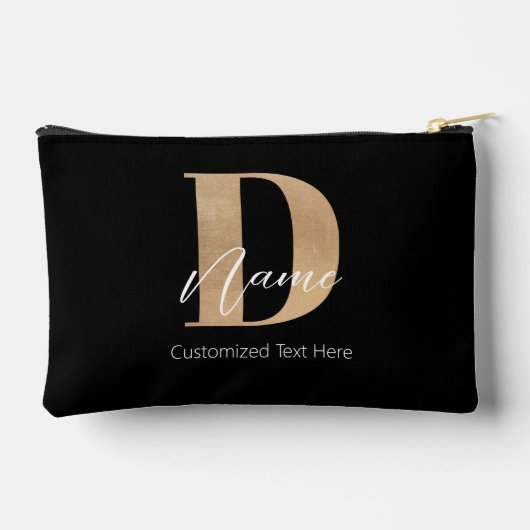 Moderne Mit Monogramm D & Name Personalisiert Zubehörtasche (Rückseite)