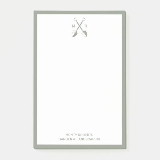 Moderne Mit Monogramm, dunkelgrüne Männer nach der Post-it Klebezettel (Vorderseite)