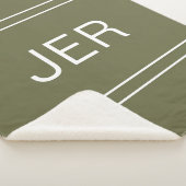 Moderne Mit Monogramm Eigeninitialen Olive Green Sherpadecke (3/4)