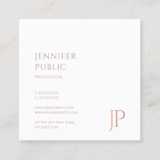 Moderne Mit Monogramm Elegant Template Trendy Quadratische Visitenkarte (Vorderseite)