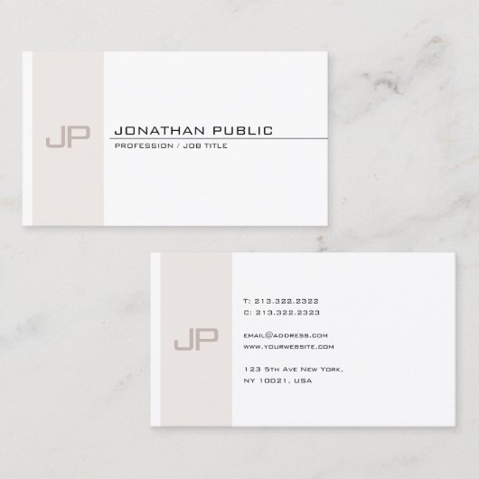 Moderne Mit Monogramm Elegante Trendy Einfache Vor Visitenkarte (Vorne/Hinten)