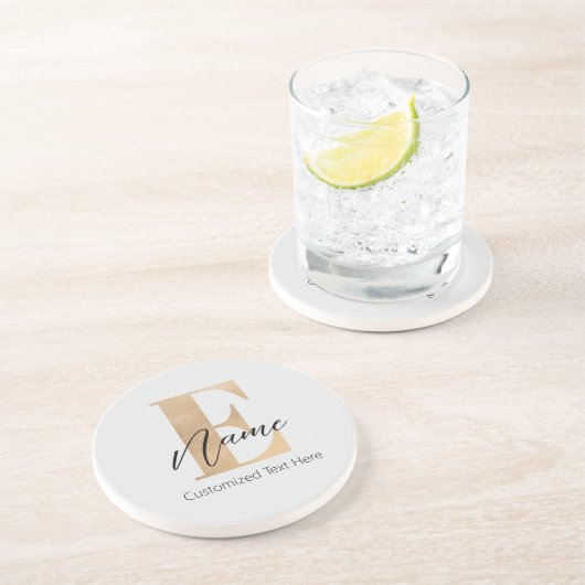 Moderne Mit Monogramm erste E & Name Personalisier Getränkeuntersetzer (Seite)