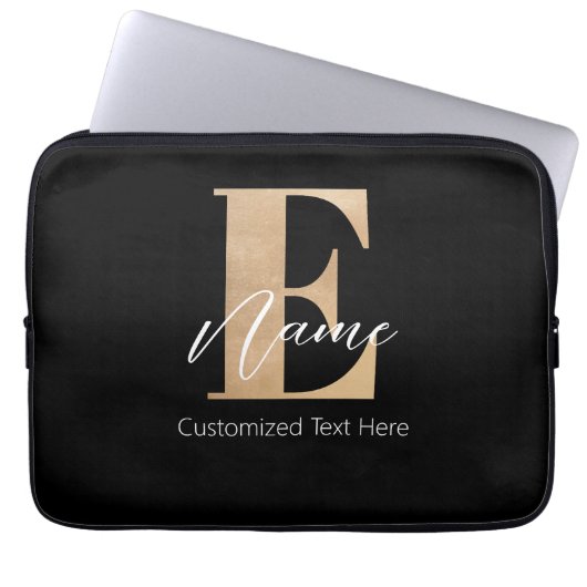 Moderne Mit Monogramm erste E & Name Personalisier Laptopschutzhülle (Vorderseite)