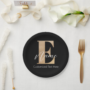 Moderne Mit Monogramm erste E & Name Personalisier Pappteller