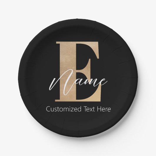 Moderne Mit Monogramm erste E & Name Personalisier Pappteller (Vorderseite)