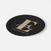 Moderne Mit Monogramm erste E & Name Personalisier Pappteller (Schrägansicht)