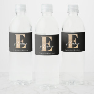 Moderne Mit Monogramm erste E & Name Personalisier Wasserflaschenetikett