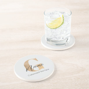 Moderne Mit Monogramm erste G & Name Personalisier Getränkeuntersetzer