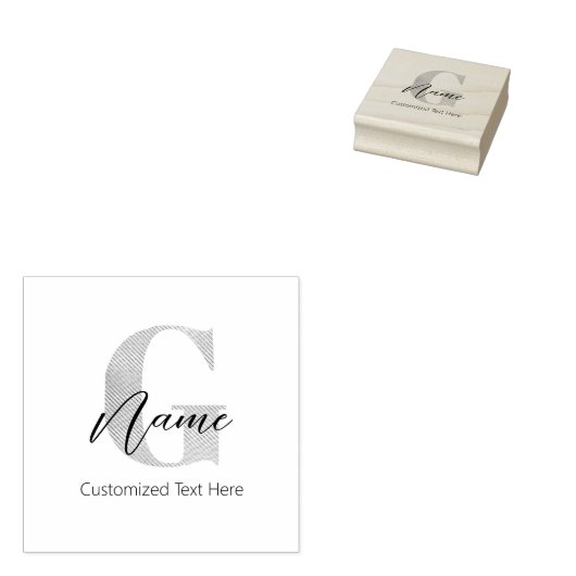 Moderne Mit Monogramm erste G & Name Personalisier Gummistempel (Stempel)
