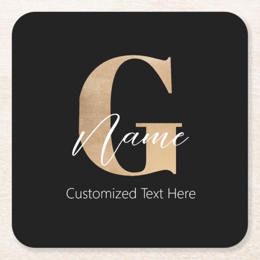 Moderne Mit Monogramm erste G & Name Personalisier Rechteckiger Pappuntersetzer (Vorderseite)
