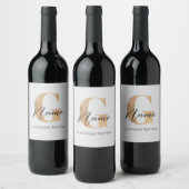 Moderne Mit Monogramm erste G & Name Personalisier Weinetikett (Flaschen)