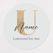 Moderne Mit Monogramm erste U & Name Personalisier Etiketten (Design 2)