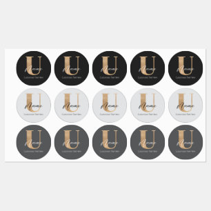 Moderne Mit Monogramm erste U & Name Personalisier Etiketten