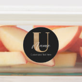 Moderne Mit Monogramm erste U & Name Personalisier Etiketten (Befestigt)