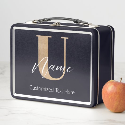 Moderne Mit Monogramm erste U & Name Personalisier Metall Brotdose (Beispiel)