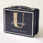 Moderne Mit Monogramm erste U & Name Personalisier Metall Brotdose (Vorderseite)