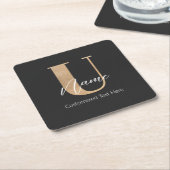 Moderne Mit Monogramm erste U & Name Personalisier Rechteckiger Pappuntersetzer (angewinkelt)