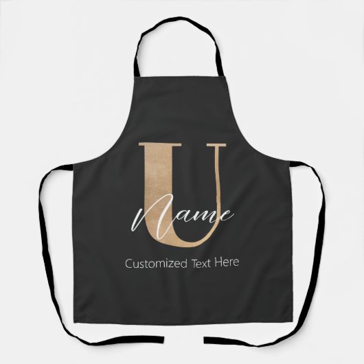 Moderne Mit Monogramm erste U & Name Personalisier Schürze (Vorderseite)