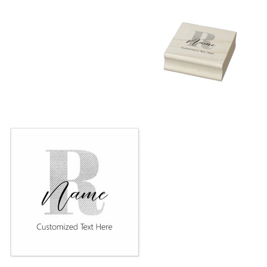 Moderne Mit Monogramm Erstforschung und Name Perso Gummistempel (Stempel)