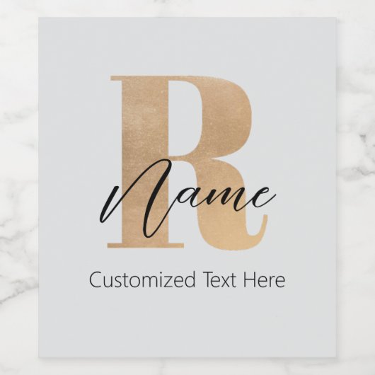 Moderne Mit Monogramm Erstforschung und Name Perso Weinetikett (Einzelnes Label)