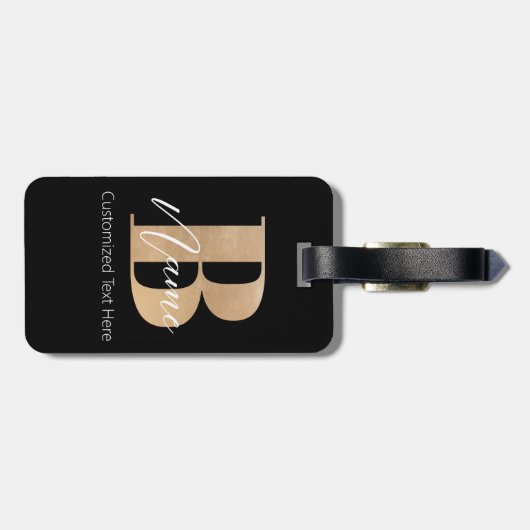 Moderne Mit Monogramm Erstklassigkeit Personalisie Gepäckanhänger (Rückseite horizontal)