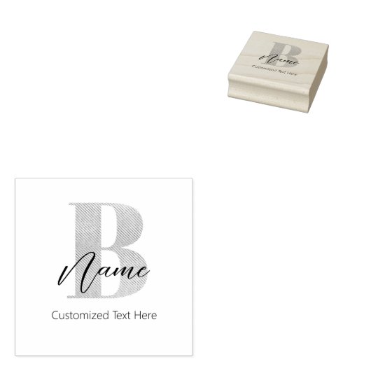 Moderne Mit Monogramm Erstklassigkeit Personalisie Gummistempel (Stempel)