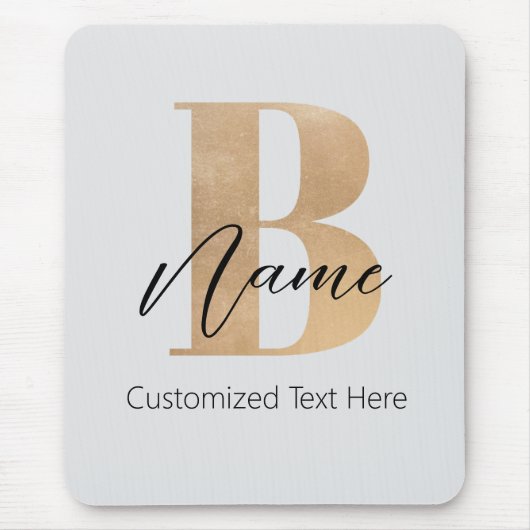 Moderne Mit Monogramm Erstklassigkeit Personalisie Mousepad (Vorne)