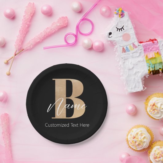 Moderne Mit Monogramm Erstklassigkeit Personalisie Pappteller (Party)