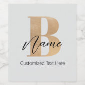 Moderne Mit Monogramm Erstklassigkeit Personalisie Weinetikett (Einzelnes Label)