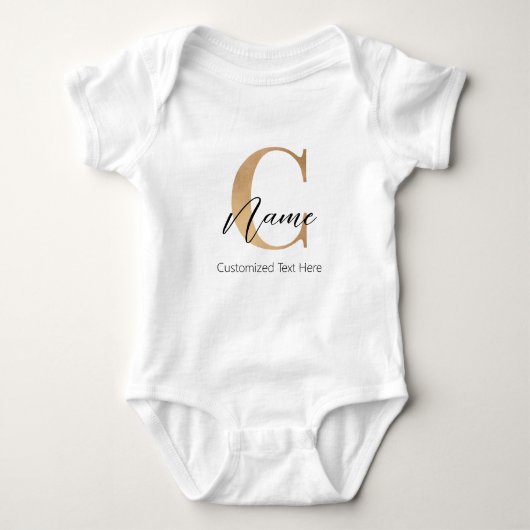 Moderne Mit Monogramm Erstklassigkeit und Name Per Baby Strampler (Vorderseite)