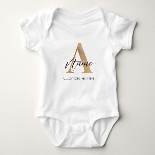 Moderne Mit Monogramm Erstklassigkeit und Name Per Baby Strampler (Vorderseite)