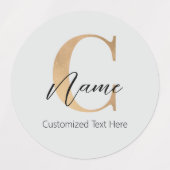 Moderne Mit Monogramm Erstklassigkeit und Name Per Etiketten (Design 2)