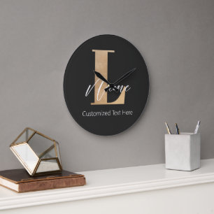 Moderne Mit Monogramm Erstklassigkeit und Name Per Große Wanduhr