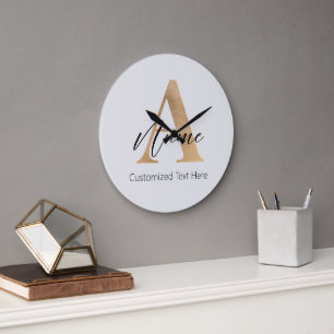 Moderne Mit Monogramm Erstklassigkeit und Name Per Große Wanduhr