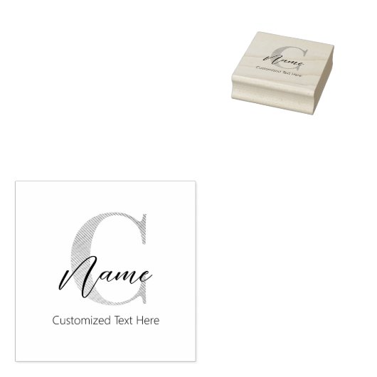 Moderne Mit Monogramm Erstklassigkeit und Name Per Gummistempel (Stempel)