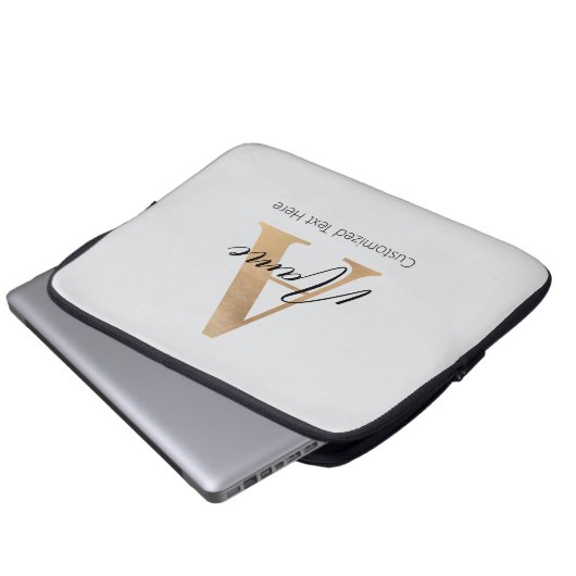 Moderne Mit Monogramm Erstklassigkeit und Name Per Laptopschutzhülle (Vorne Knopf)
