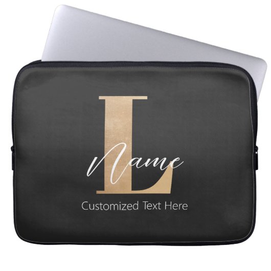 Moderne Mit Monogramm Erstklassigkeit und Name Per Laptopschutzhülle (Vorderseite)