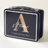 Moderne Mit Monogramm Erstklassigkeit und Name Per Metall Brotdose (Vorderseite)