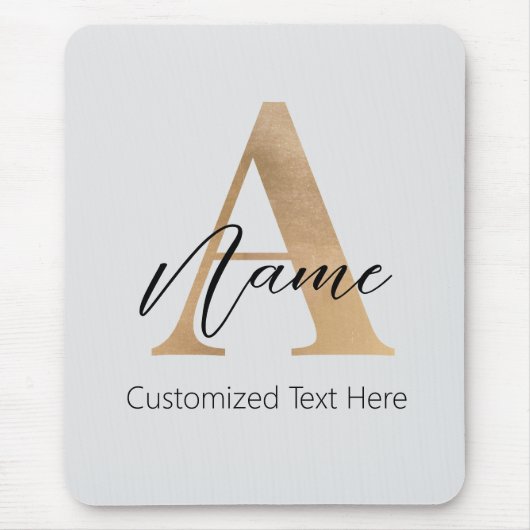 Moderne Mit Monogramm Erstklassigkeit und Name Per Mousepad (Vorne)