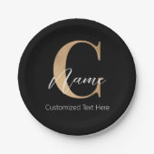 Moderne Mit Monogramm Erstklassigkeit und Name Per Pappteller (Vorderseite)