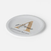 Moderne Mit Monogramm Erstklassigkeit und Name Per Pappteller (Schrägansicht)