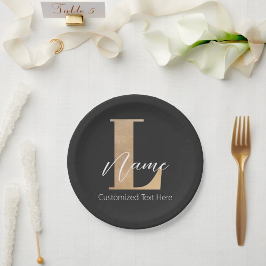 Moderne Mit Monogramm Erstklassigkeit und Name Per Pappteller (Hochzeit)