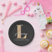 Moderne Mit Monogramm Erstklassigkeit und Name Per Pappteller (Party)