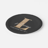 Moderne Mit Monogramm Erstklassigkeit und Name Per Pappteller (Schrägansicht)