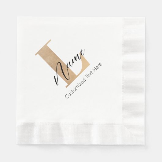 Moderne Mit Monogramm Erstklassigkeit und Name Per Serviette (Vorderseite)