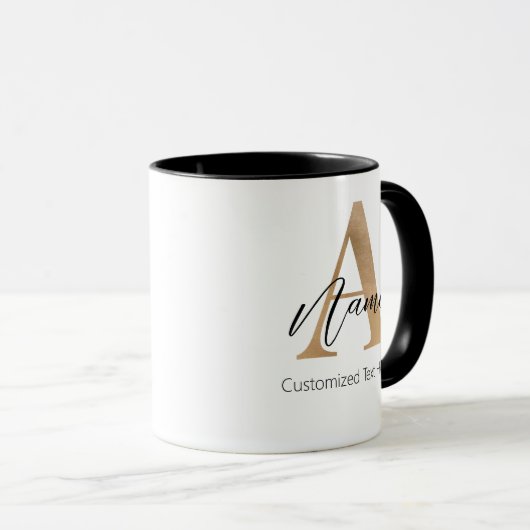 Moderne Mit Monogramm Erstklassigkeit und Name Per Tasse (VorderseiteRechts)
