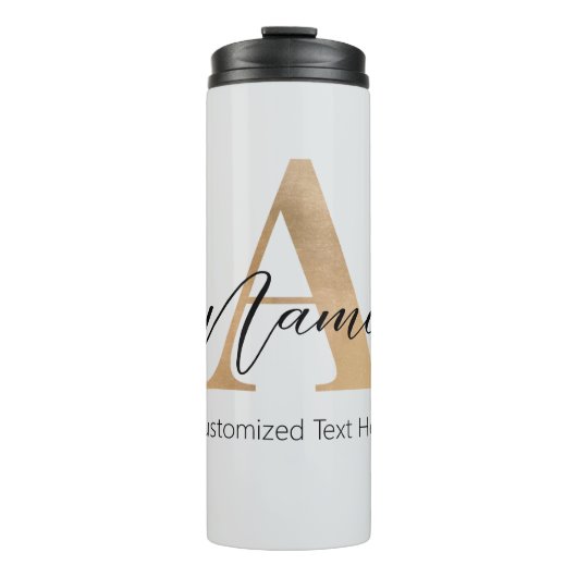 Moderne Mit Monogramm Erstklassigkeit und Name Per Thermosbecher (Vorderseite)