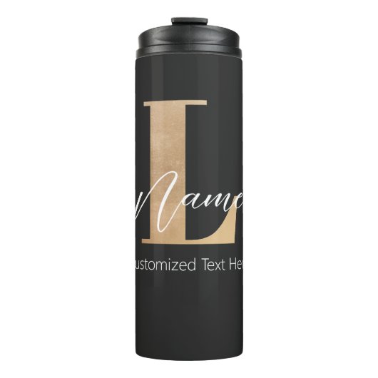 Moderne Mit Monogramm Erstklassigkeit und Name Per Thermosbecher (Vorderseite)