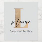 Moderne Mit Monogramm Erstklassigkeit und Name Per Weinetikett (Einzelnes Label)