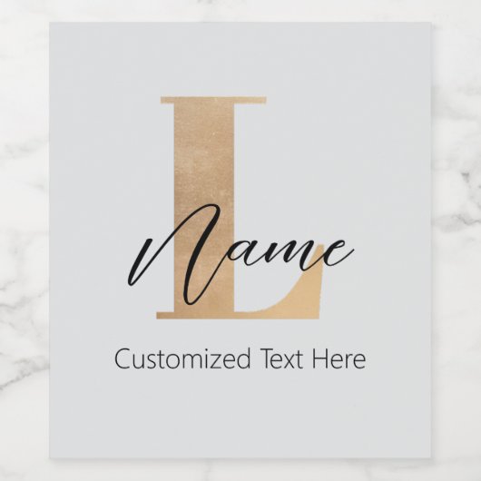 Moderne Mit Monogramm Erstklassigkeit und Name Per Weinetikett (Einzelnes Label)